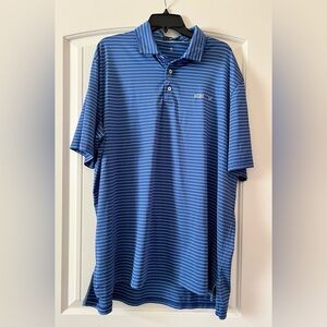 RLX Polo Ralph Lauren Mens XXL Collared Shirt Wicking Blue Striped Golf Performa